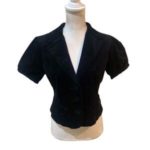 Hurley short sleeve black 3 button velvet collared jacket contrast lining large